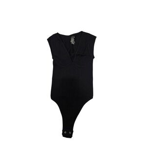 Free People Intimately Ribbed Plunge‎ Bodysuit Sleeveless Top Black XS/S